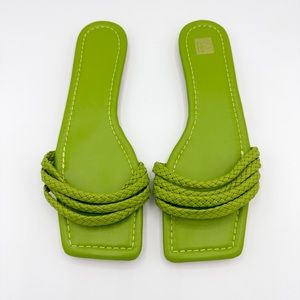 Shein Green Braided Strappy Slide on Sandals